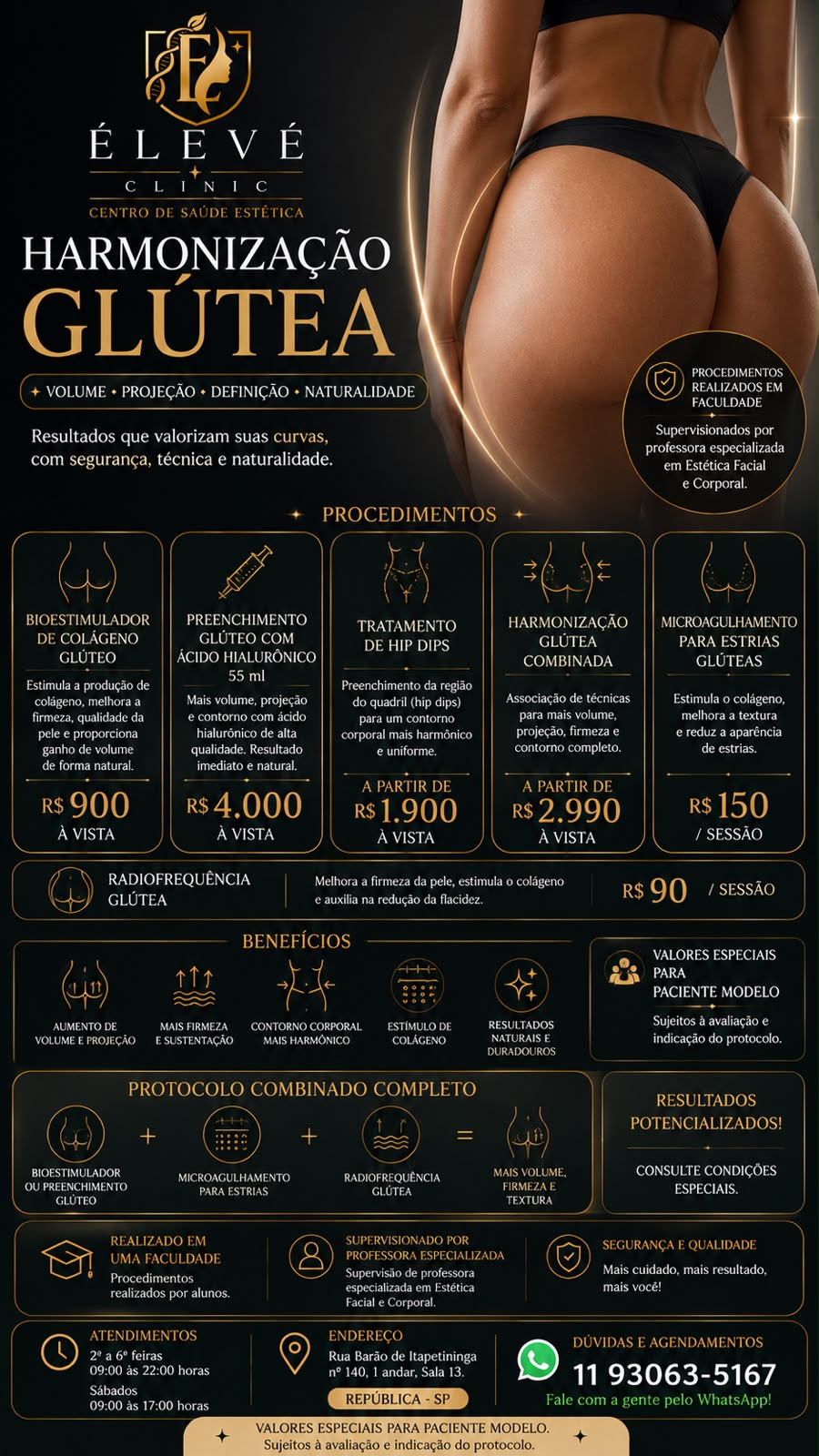 Referência visual de contorno corporal para harmonização glútea
