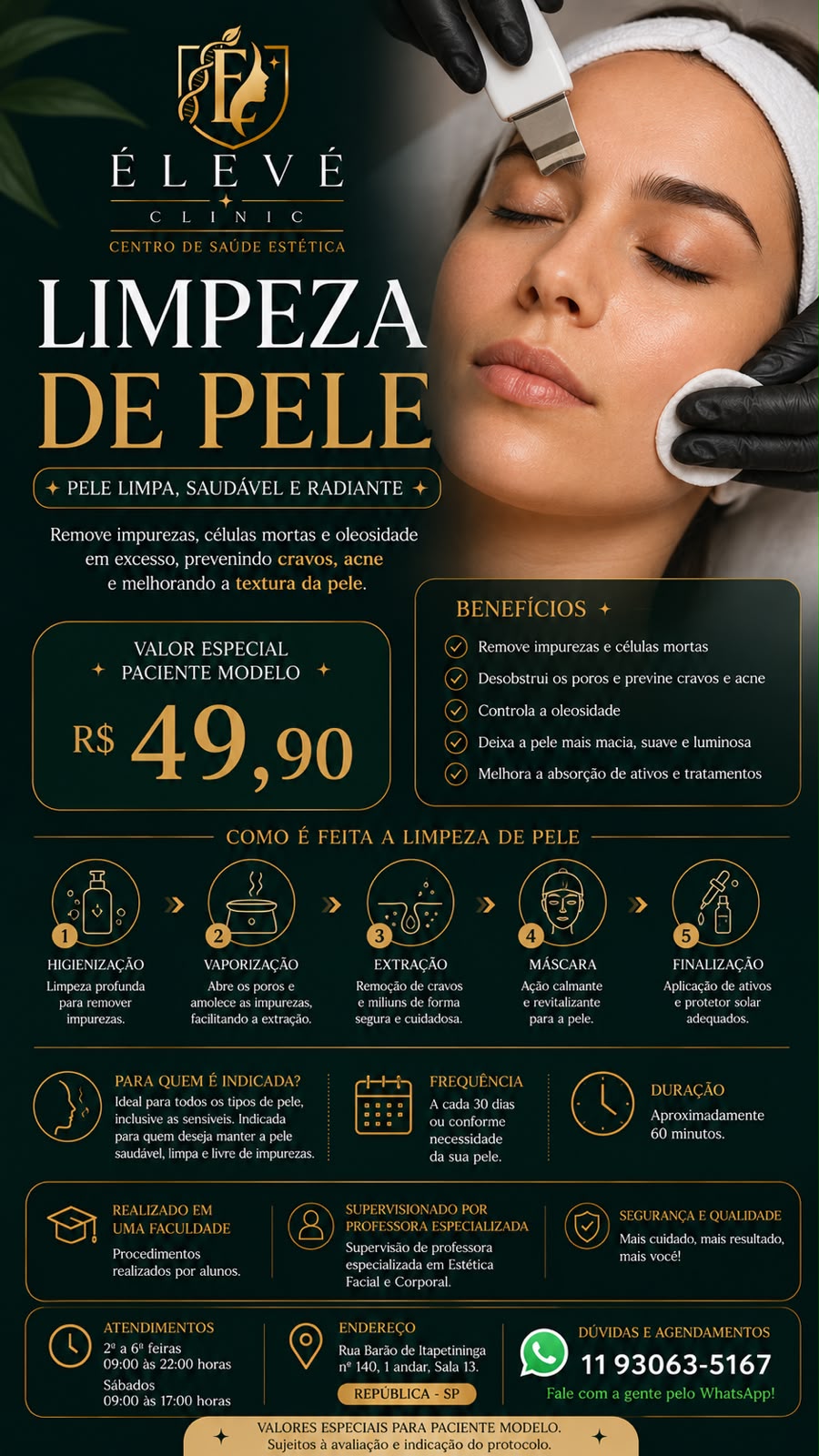 Limpeza de pele com aparelho de ultrassom facial