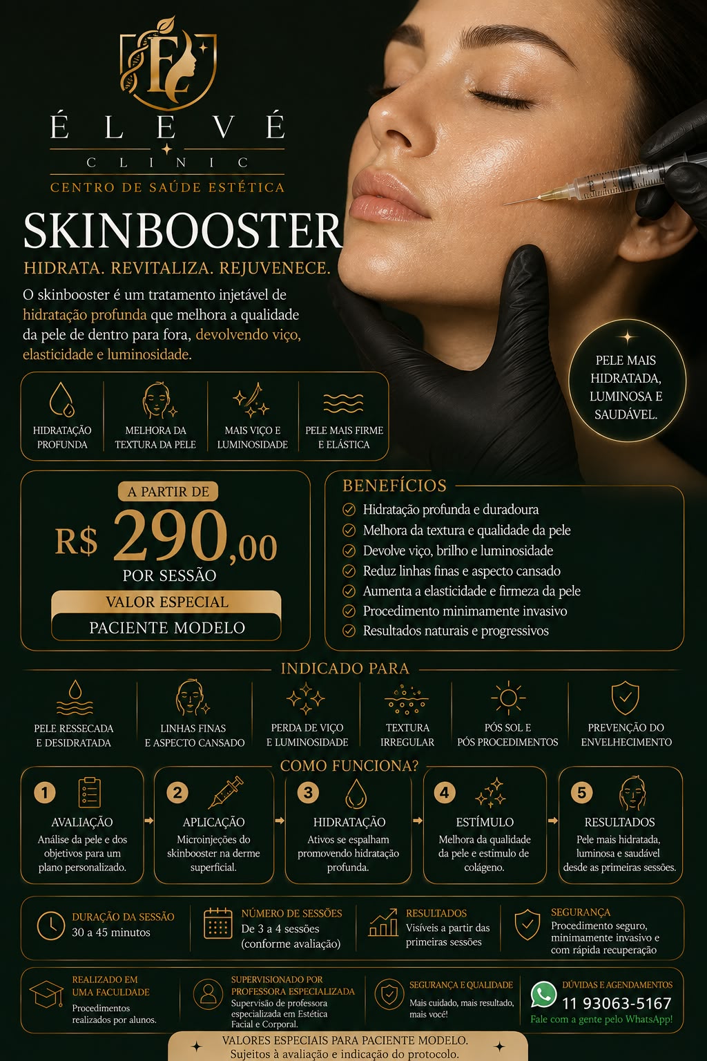 Aplicação de skinbooster na face