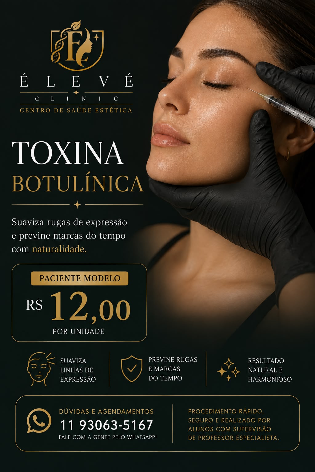 Aplicação de toxina botulínica na região da testa
