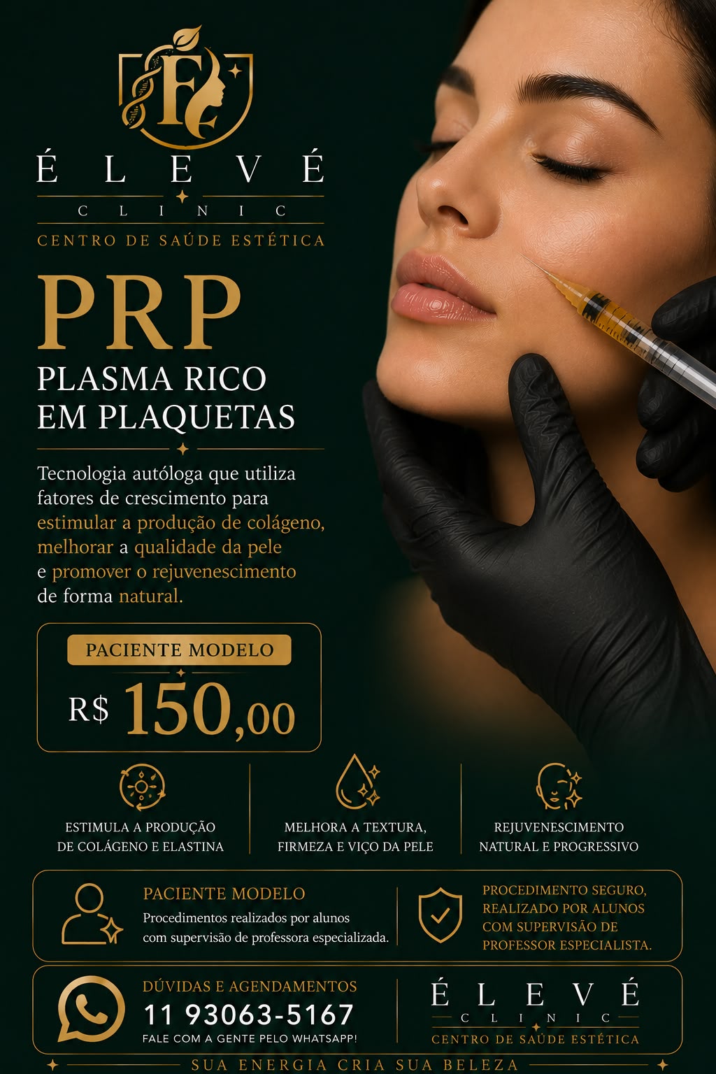 Tabela de valores para paciente-modelo de PRP plasma rico em plaquetas