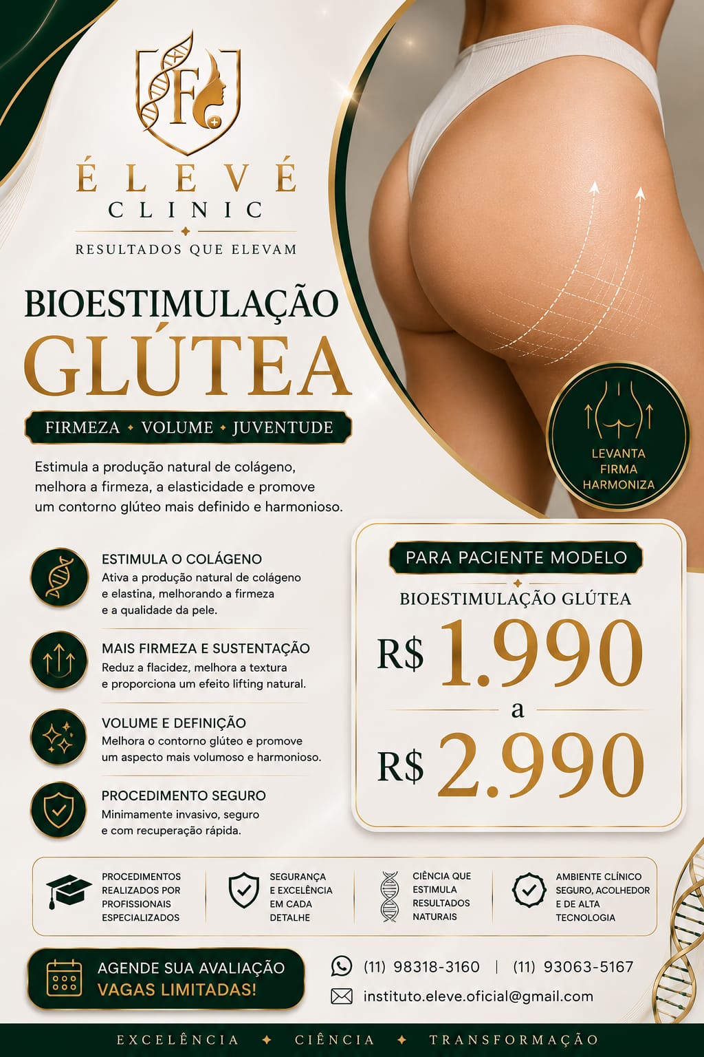 Divulgação de paciente-modelo para bioestimulação glútea